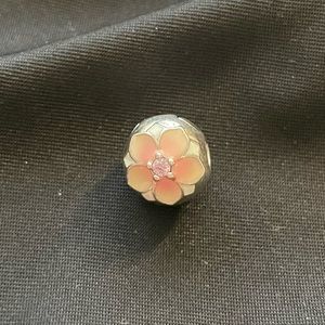 Pandora Pink Magnolia Charm w/Pink CZ